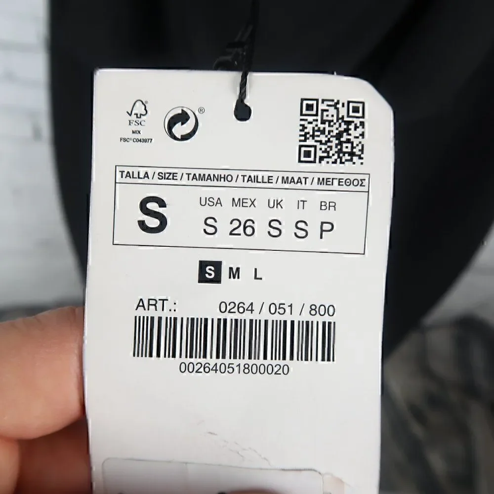 ZARA BLACK RUFFLE NECK SLEEVELESS BODYCON MIDI DRESS SIZE SMALL NWT - Picture 4 of 11